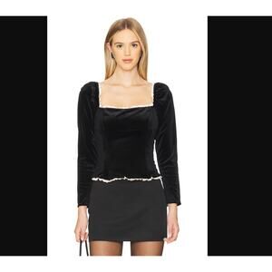 ✨ ASTR the Label Briella Velvet Lace-Up Top – Black – XL/1X ✨